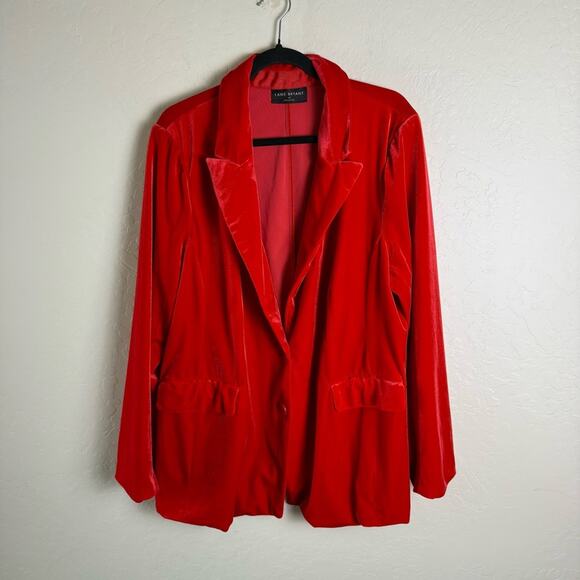 Lane Bryant Red Velvet Blazer Jacket 22 - Picture 2 of 16